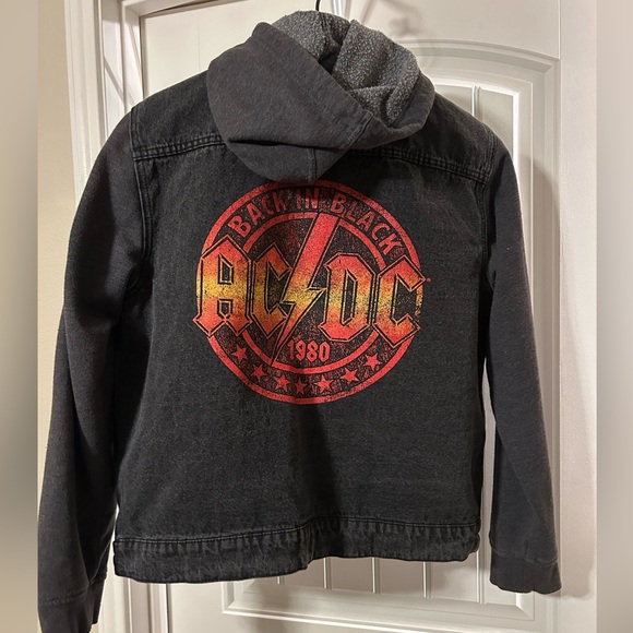 AC/DC Denim Jean Jacket Back in Black 1980 Tour With Hood Men’s L - Picture 1 of 8